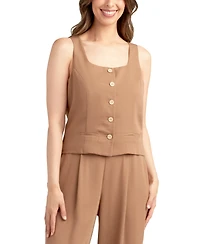 Bcx Juniors' Solid Heavy Crepe Button-Front Vest