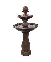 Sunnydaze Decor 46" H Outdoor 2-Tier Pineapple Solar Water Fountain with Battery Backup
