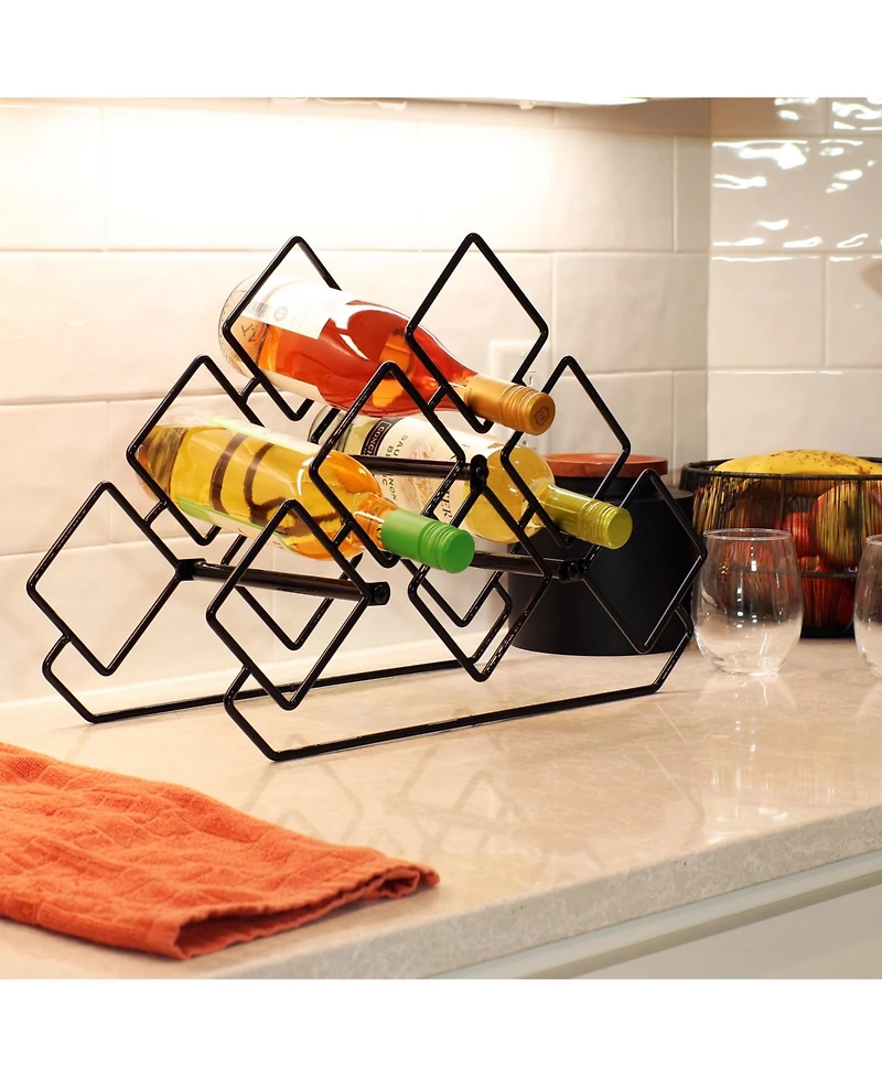Sunnydaze Decor Modern 6-Bottle Triangular Wine Rack - Indoor Steel Wire Tabletop Accent