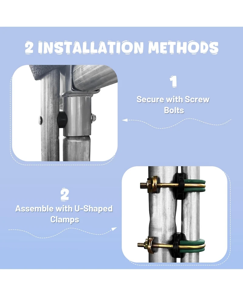 Yescom Universal Trampoline Replacement Enclosure Poles Accessories with Clamp and Hardware 2 Packs Fits Straight Pole Trampoline