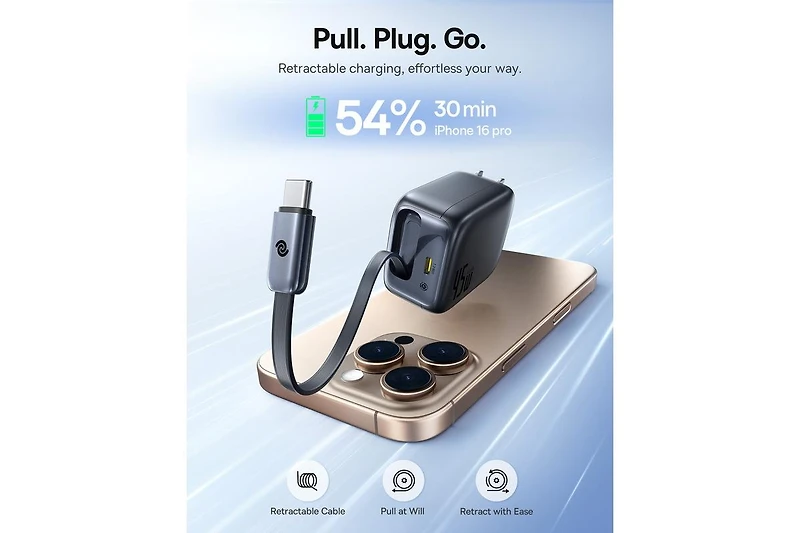 Baseus Enercore with Single Retractable Usb-c Cable Charger 45W