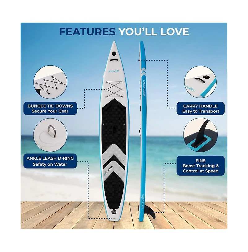 Free-Flow Stand-Up Paddle-Board - Woven Drop-Stitch and Double Layer Side Inflatable Sup with Double-Action Hand Pump (Black)