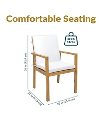 Sunnydaze Decor Rodanthe Acacia Wood Outdoor Dining Armchairs with Cushions - 2pk - Natural/Bone White