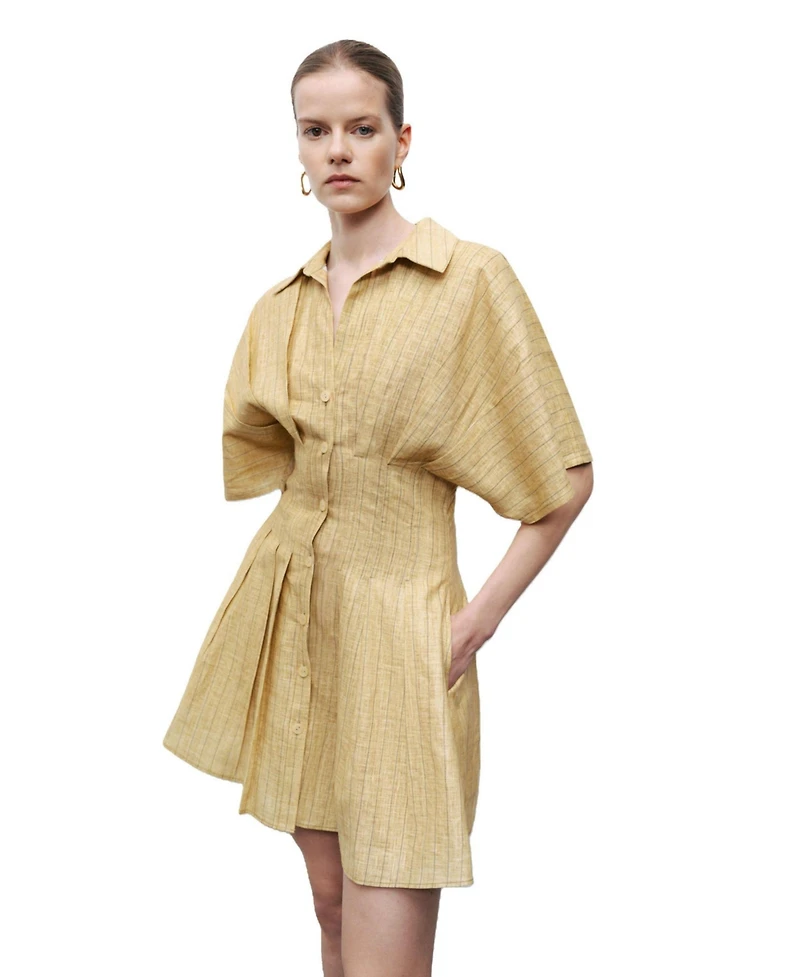 Nocturne Women's Linen Mini Shirt Dress