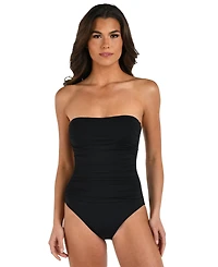 La Blanca Women's Island Goddess Tummy-Control Shirred Bandeau One-Piece Swimsuit