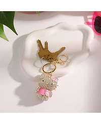 Sally Rose Hello Kitty Pink Keychain Official License, Multicolored Pave Crystal Sanrio Keychain with Lobster Clip