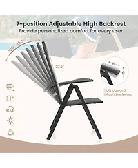 Gymax 4PCS Patio Folding Dining Chair w/ 7-Level Adjustable High Backrest for Garden