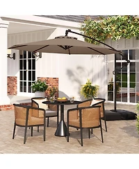 Gymax 10 Ft Solar Offset Hanging Umbrella Patio Cantilever w/ 32 Led Lights