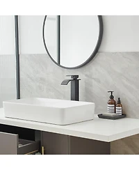 Waterfall Single Hole Handle Tall Bathroom Vessel Sink Faucet With Supply Hose Polished Chrome