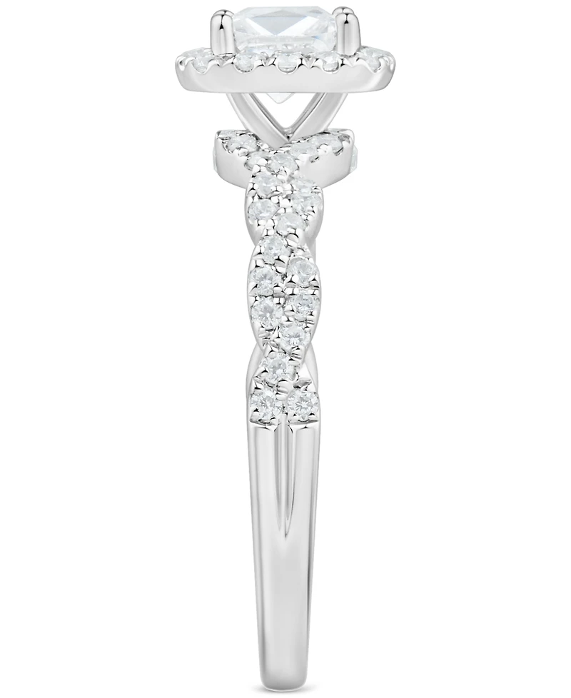 Diamond Cushion Halo Braided Shank Engagement Ring (1-1/3 ct. t.w.) in 14k White Gold