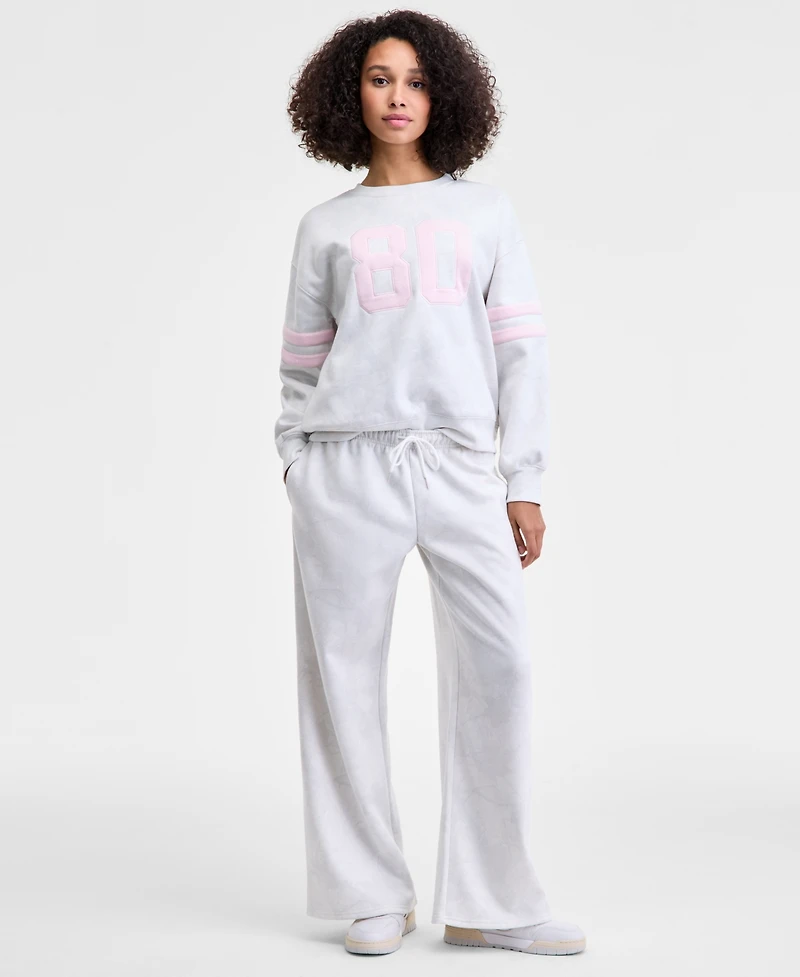 Madden Girl Juniors' Camo Print Wide-Leg Fleece Sweatpants
