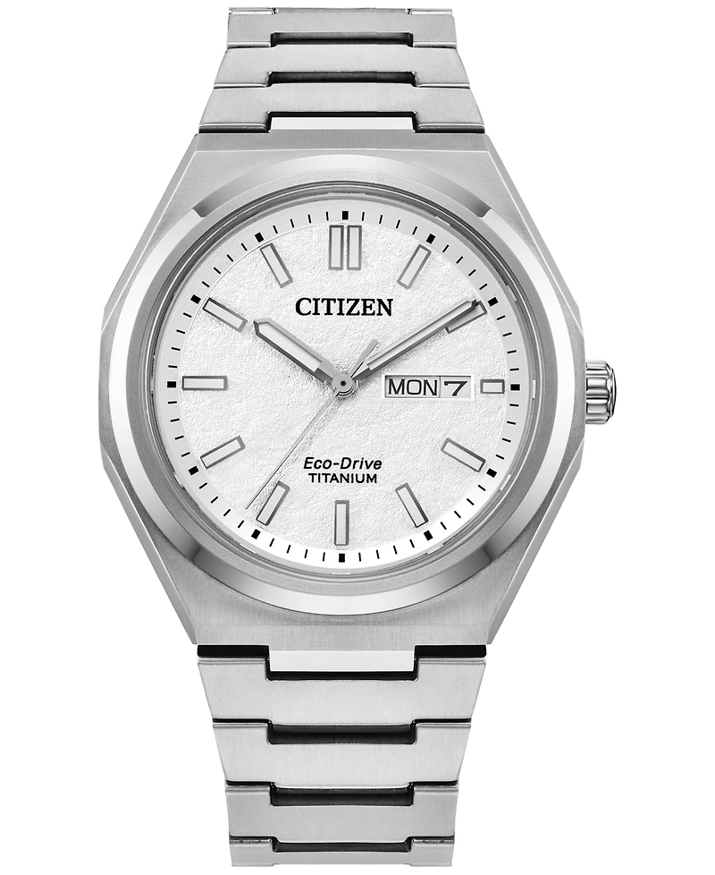 Citizen Eco-Drive Men's Zenshin Silver-Tone Super Titanium Bracelet Watch 40mm