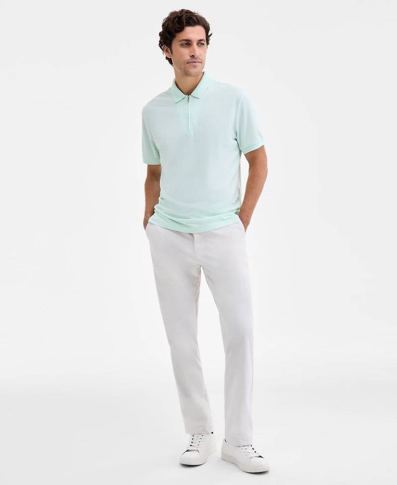 Alfani Men's Ottoman Short Sleeve Textured Quarter-Zip Polo Shirt