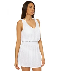 Becca Women's Breezy Basics Slub Knit Tunic Swim Cover-Up