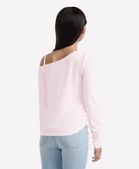 abercrombie kids Girls Asymmetrical Ruched Long Sleeve T-Shirt