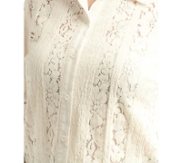 Bcx Juniors' Textured Lace Button-Front Shirt
