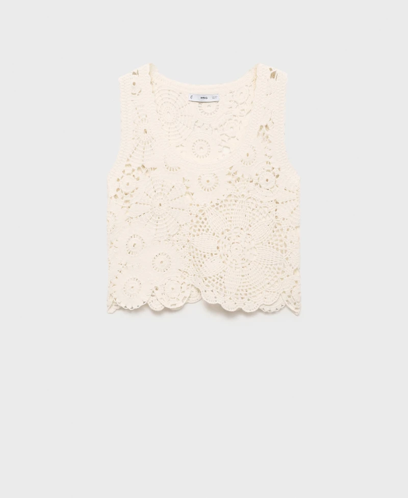 Mango Women's Flowers Crochet Top