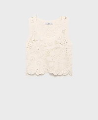 Mango Women's Flowers Crochet Top