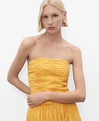 Mango Women's Ruched Strapless Top