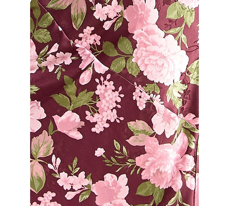 Beauty & Grace/K&K Clothing Llc Juniors' Floral Printed Satin Maxi Dress