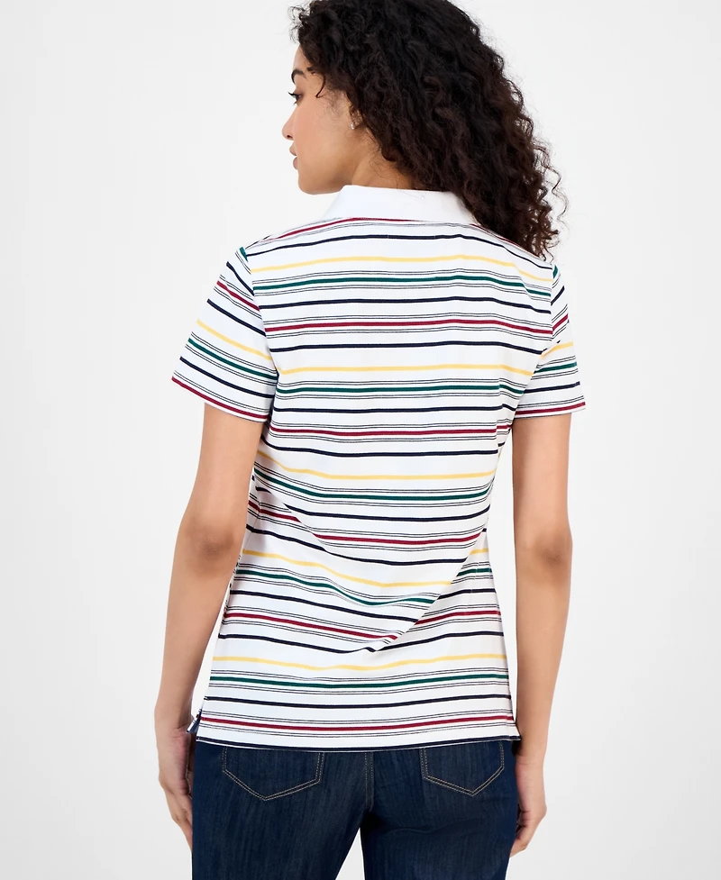 Nautica Jeans Women's Striped Short-Sleeve Polo Shirt