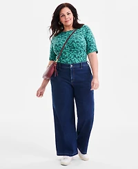 Style & Co Plus Wide-Leg High-Rise Jeans, Exclusively Macy's