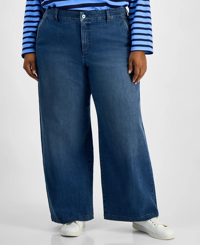 Style & Co Plus High Rise Wide-Leg Jeans, Macy's Exclusive