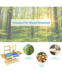 Gymax Wooden Kids Pretend Kitchen Play Set Outdoor Cooking Toy Gift Toddler Child