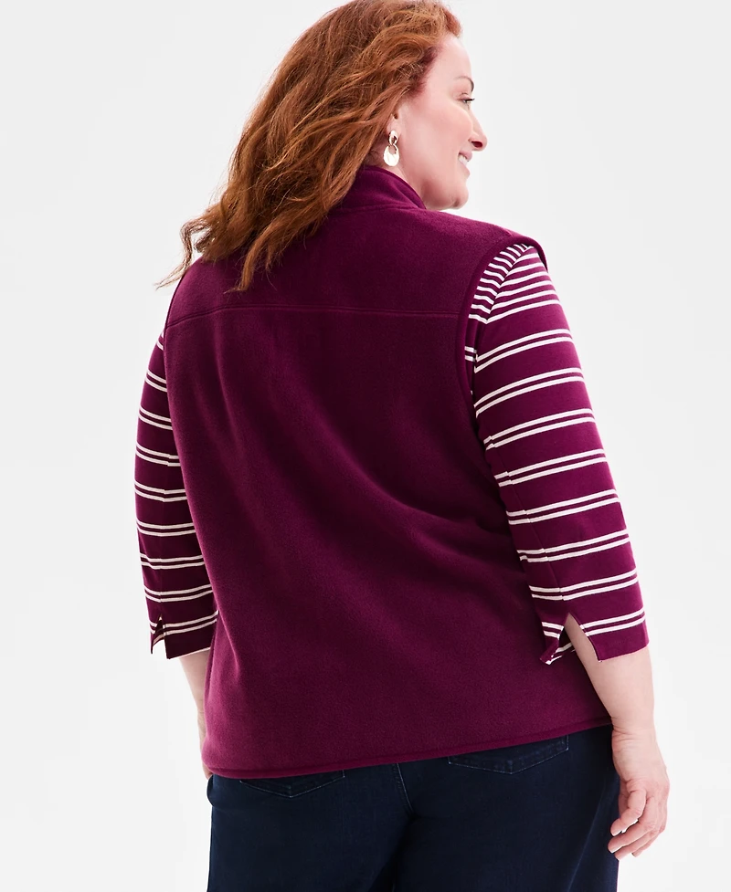 Style & Co Plus Solid Polar Fleece Vest, Exclusively at Macy's
