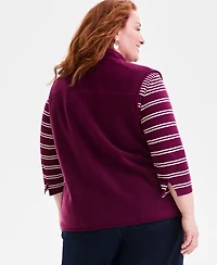 Style & Co Plus Solid Polar Fleece Vest, Exclusively at Macy's