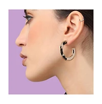 Sohi Women's Metallic Animal Print Hoop Earrings