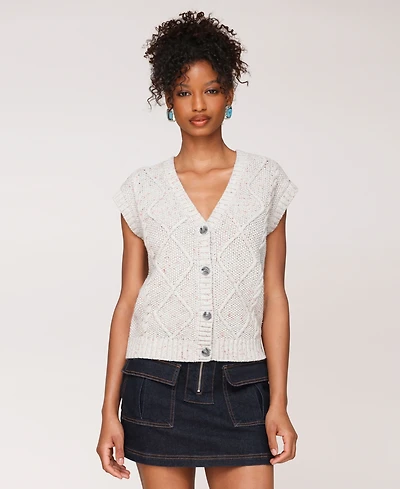 Avec Les Filles Women's Cable Knit Button-Front Vest