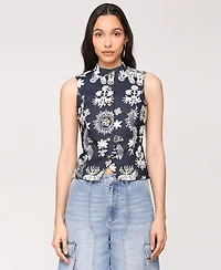 Avec Les Filles Women's Soutache Denim Button-Front Vest