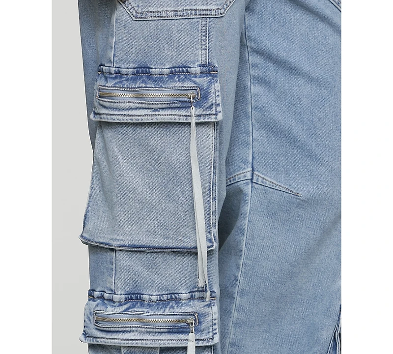 Avec Les Filles Women's Multi Pocket Wide-Leg Cargo Jeans