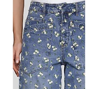Avec Les Filles Women's Embroidered Barrel-Leg Jeans
