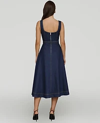 Avec Les Filles Women's Bustier Circle-Skirt Midi Dress
