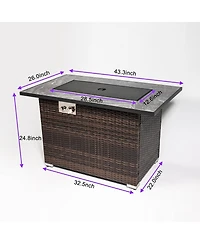 44inch Outdoor Fire Pit Table, Propane Fire Table with Ceramic Tabletop Gas Fire Table