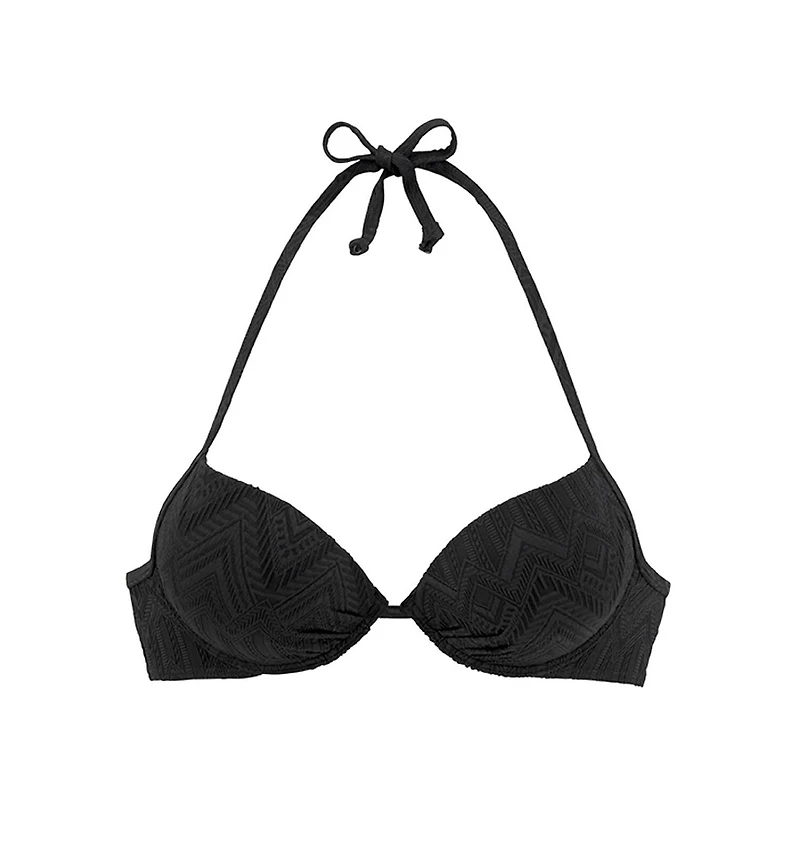 Lascana Women's Textured Push Up Bikini Swimsuit Top Bra Sizing