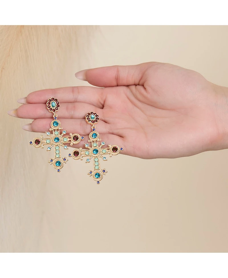Jessica Simpson Boho Luxe Cross Drop Earrings