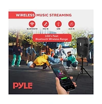 Pyle 15" Wireless Portable Pa Speaker System, 1500W Bluetooth, Usb/Sd/Rca, Stand, Mic, Power Cable, Outdoor Sound (PPHP155ST), Black