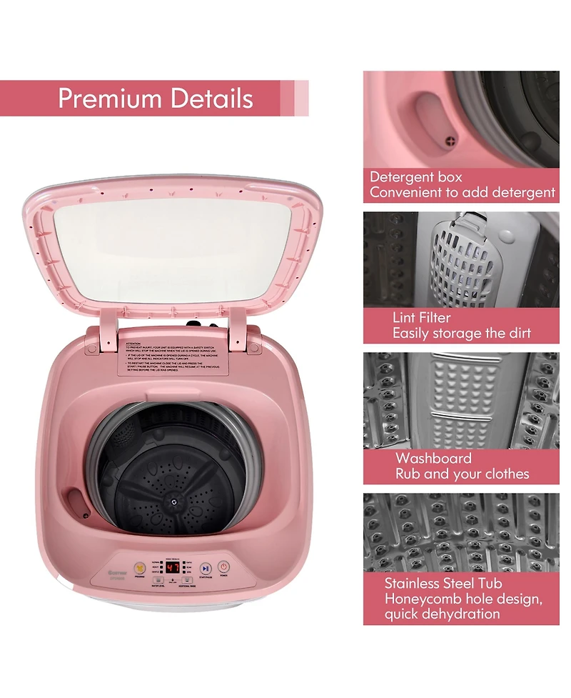 Costway 8lbs Portable Fully Automatic Washing Machine W/ Drain Pump