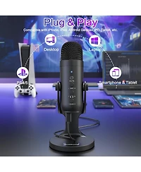 ZealSound Usb Condenser Microphone, Plug & Play Gaming Mic w/ Headphone Output, Gain Control, Mute for YouTube, Podcast, PS4/PS5, Mac, Windows
