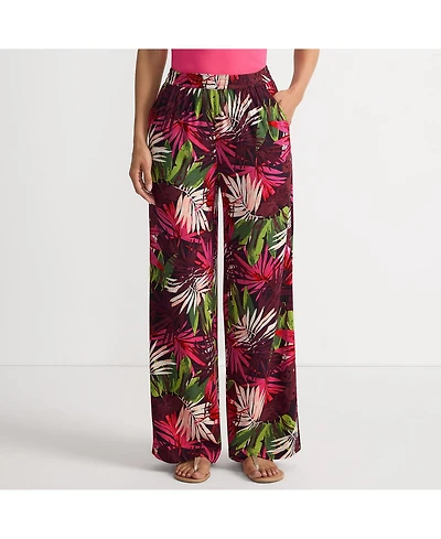 Lands' End Women's Rayon High Rise Wide Leg Pants - Set Bottom