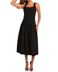 endless rose Women's Drop Waist Peplum Midi Dress
