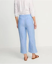 Lands' End Women's High Rise Drawstring Linen Wide Leg Crop Pants