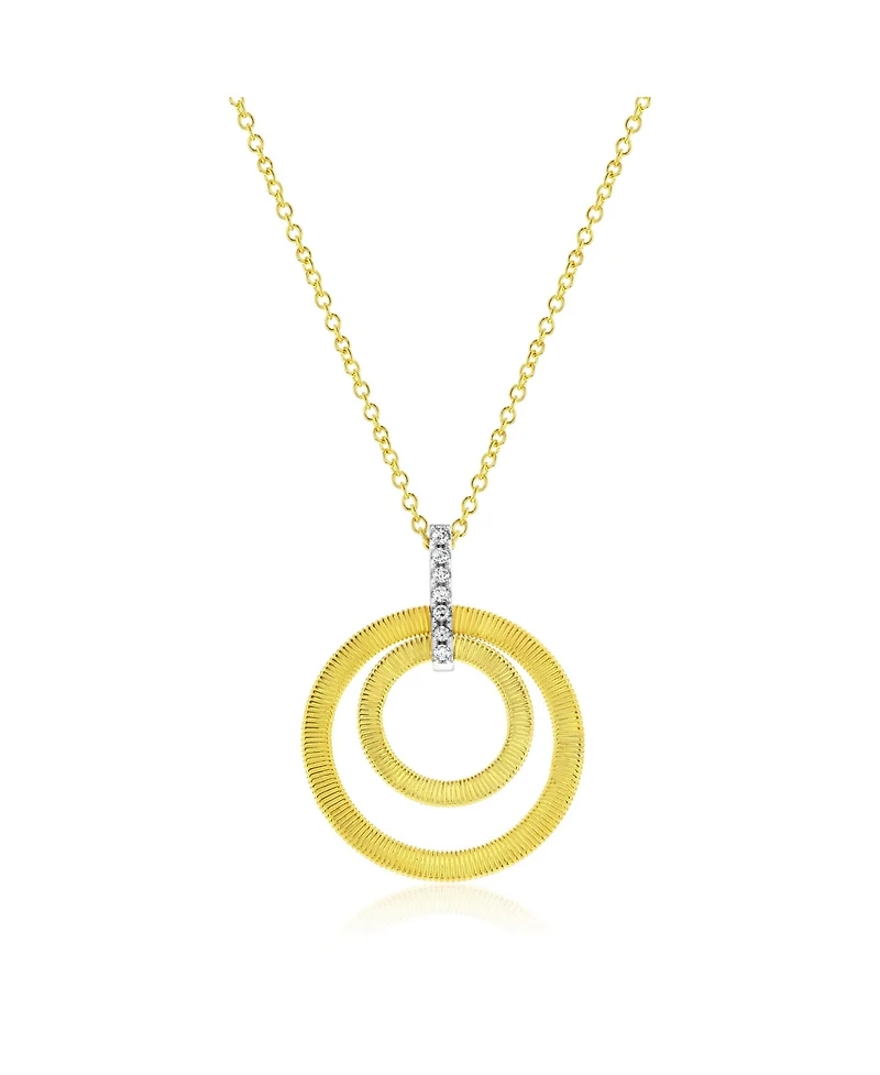 Suzy Levian Sterling Silver & Cubic Zirconia Coil Double Open Circle Pendant Necklace