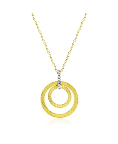 Suzy Levian Sterling Silver & Cubic Zirconia Coil Double Open Circle Pendant Necklace