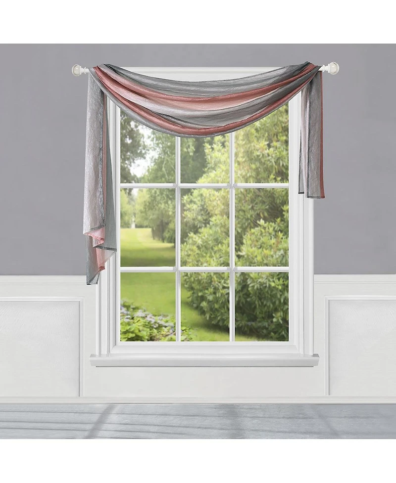 Kate Aurora Grand Royal Crushed Faux Satin Silver & Blush Ombre Window Scarf