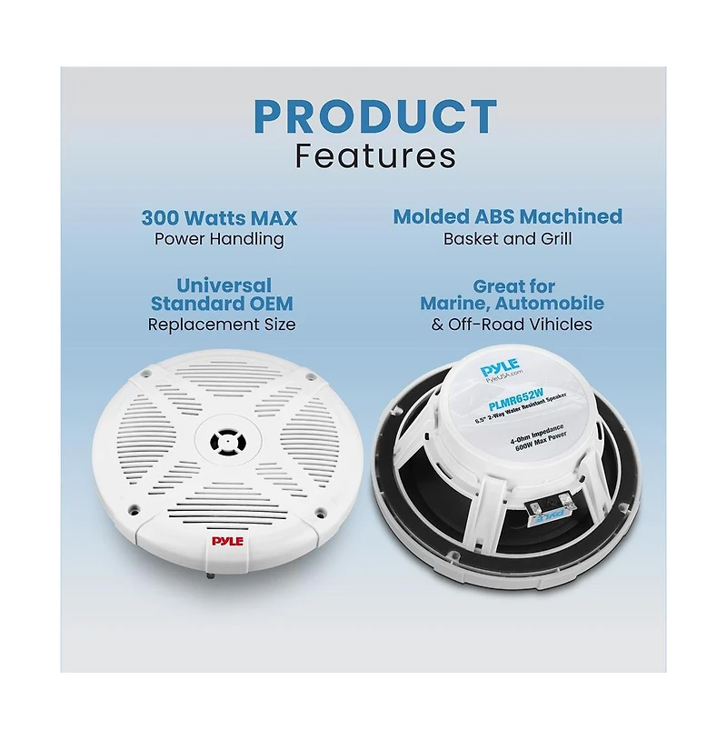 Pyle 5.25” 2-Way Ceiling/Wall Mount Speaker – 300W, 70V Audio, Dome Tweeter, Flush In-Wall/In-Ceiling Design for Home Sound (PDIC53T), W