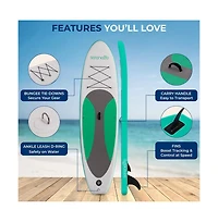 Free-Flow Welded Inflatable Stand-Up Paddle-Board with Double-Action Hand Pump, 3-Shaft Aluminum Paddle, Leash, Fin (Black)